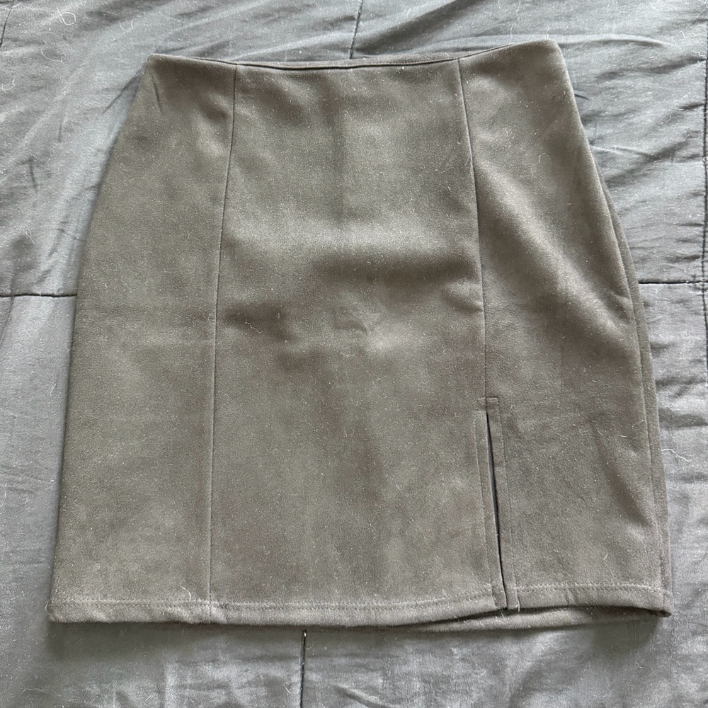 Elegant Black Suede Women's Skirt